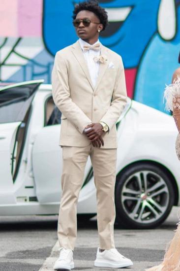 Walker Light Khaki Notched Lapel Two Buttons Prom Suits_1