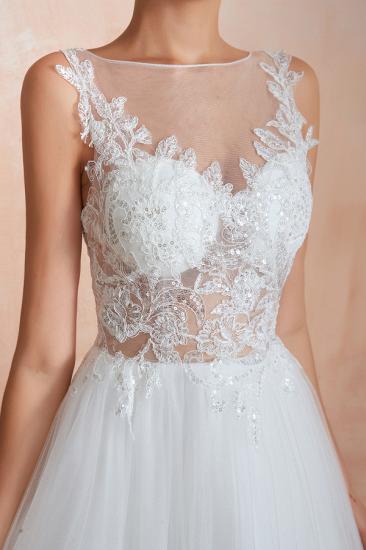 Caltha | Beautiful Bateau neck White Wedding Dress with Sparkling Sequins, Bradyonlinewholesale Design Lace Bridal Gowns_5
