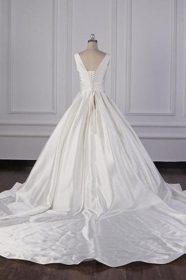 Bradyonlinewholesale Simple Jewel White Satin Wedding Dress Sleeveless Ruffles Bridal Gowns On Sale_2