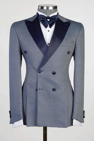 Fashion Grey Double Breasted Point Lapel Men Suits