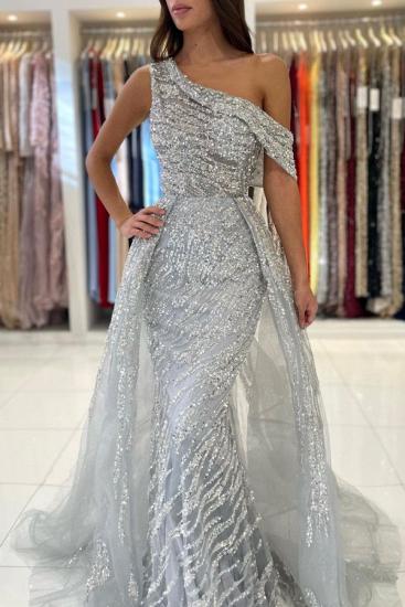 Silver Evening Dresses Long Glitter | Lace prom dresses_3