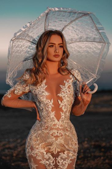 Sexy Mermaid Lace Long Sleeve Wedding Dress | Wedding dresses with sleeves_3