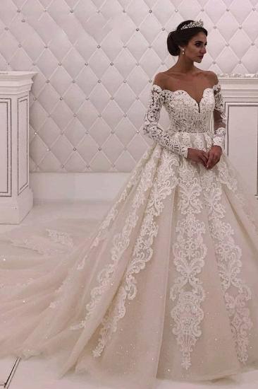 Designer Off-theshoulder Lace Princess White wedding dress_2