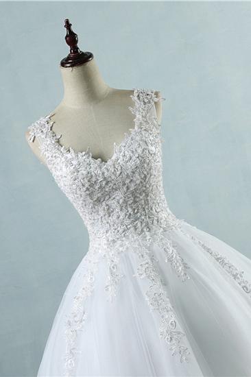 Bradyonlinewholesale Glamorous V-Neck Tulle Lace Beadings Wedding Dress Appliques Tulle Bridal Gowns with Rhinestones_4
