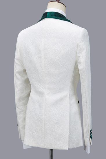 Jeffery Fashion Jacquard Three-Piece Green Lapel White Wedding Dress_2