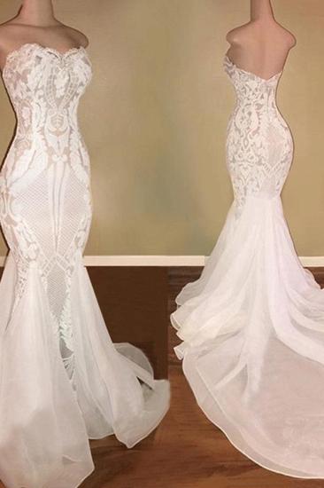 Elegant Sparkle Mermaid White Wedding Dress | Sweetheart Bridal Gowns with Chapel Train_2