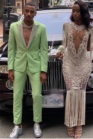 Fashion Jade Point Lapel Mens Suit | Two Piece Prom Slim Fit Suit