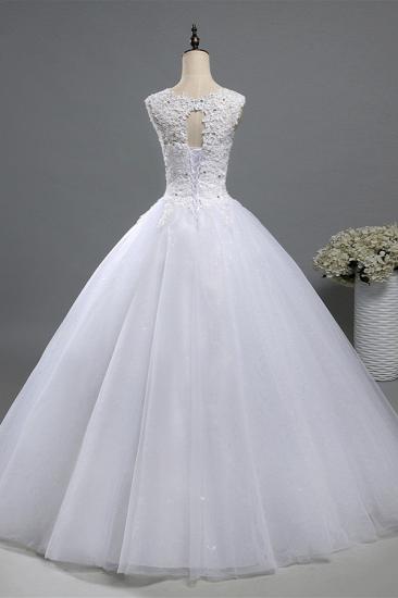 Bradyonlinewholesale Chic Jewel Tulle Sequined Wedding Dress Sleeveless Appliques Beadings Bridal Gowns On Sale_2