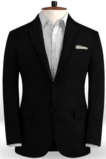 Larry Black Summer Beach Groom Mens Suit |  Two-Piece Slim Fit Tuxedo_1