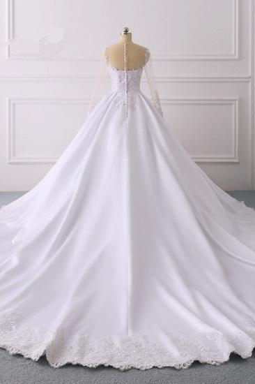 Bradyonlinewholesale Glamorous Ball Gown Jewel Satin Tulle Wedding Dress Long Sleeves Ruffles Lace Bridal Gowns Online_2
