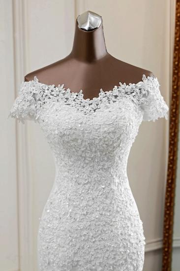 Bradyonlinewholesale Glamorous Sweetheart Lace Beading Wedding Dresses Short Sleeves Appliques Mermaid Bridal Gowns_5