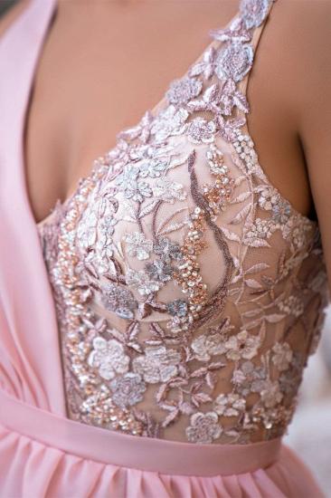 Pink Evening Dresses Long V Neckline | Glitter prom dresses_3