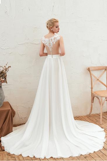 Sexy White High split Cap Sleeve Wedding Dress with see-through Back | Ivory Lace Bridal Gowns for Sale_7