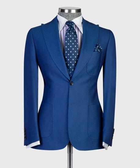 Navy Latest Design Point Lapel Slim Fit Business Men's Suit_4