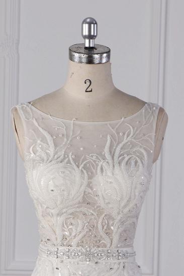 Bradyonlinewholesale Glamorous Jewel Beadings Sheath Wedding Dress Tulle Beadings Appliques Bridal Gowns On Sale_3