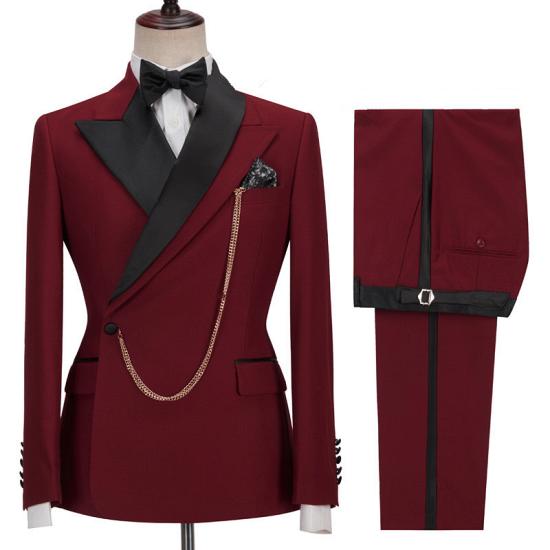 Gunslinger Red Pointed Lapel Slim Fit Fashion Men Suitable for Prom_2