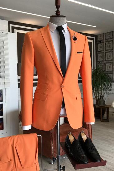 Otis Orange Point Lapel 3 Flap Slim Fit Prom Mens Suit_2