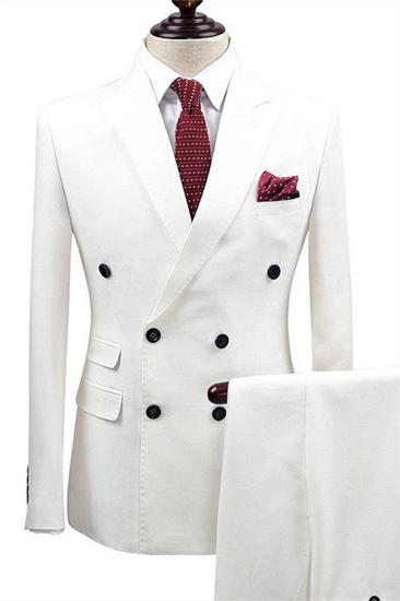 White Bubble Breast Wedding Suit |  Mens Groom Tuxedo Set of 2_1