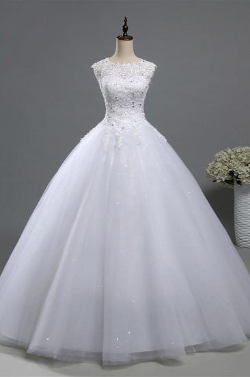 Bradyonlinewholesale Chic Jewel Tulle Sequined Wedding Dress Sleeveless Appliques Beadings Bridal Gowns On Sale_3