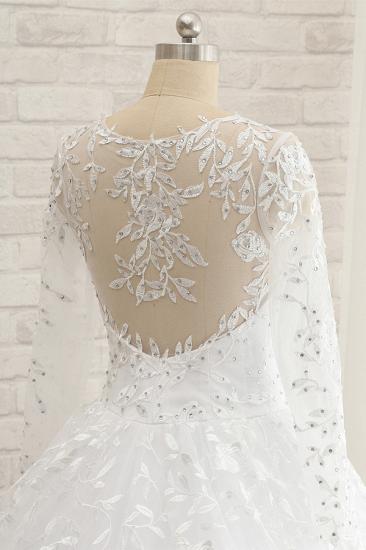 Bradyonlinewholesale Elegant Jewel Longsleeves Lace Wedding Dresses White A-line Bridal Gowns With Appliques On Sale_4