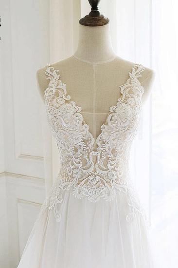 Bradyonlinewholesale Gorgeous White Tulle Lace Long Wedding Dress Sleeveless Custom Size Bridal Gowns On Sale_3