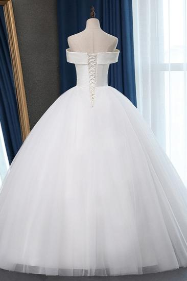 Bradyonlinewholesale Glamorous Off-the-shoulder A-line Tulle Wedding Dresses White Ruffles Bridal Gowns On Sale_2