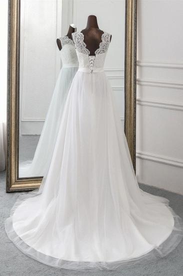 Bradyonlinewholesale Elegant Tullace Jewel Sleeveless White Wedding Dresses with Appliques Online_2