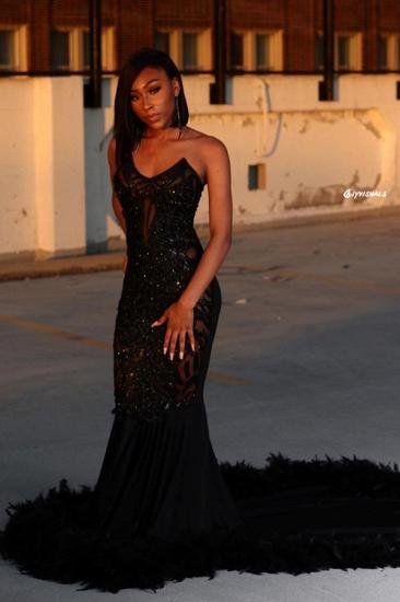 Black Sexy Mermaid Prom Dress Sweetheart Sequined Evening Dress_1