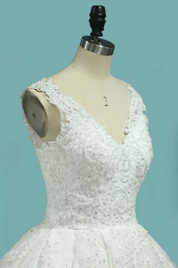 Bradyonlinewholesale Glamorous Jewe Tull Lace Wedding Dress Appliques Sleeveless Beadings Bridal Gowns Online_2