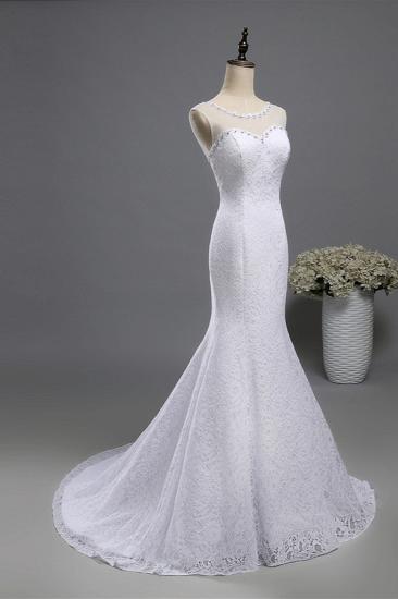 Bradyonlinewholesale Gorgeous Jewel Lace Mermaid Wedding Dress Sleeveless Appliques Bridal Gowns with Rhinestones_4