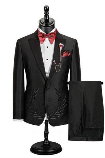 Edgar Fashion Black Point Lapel Best Fit Mens Prom Suit_1