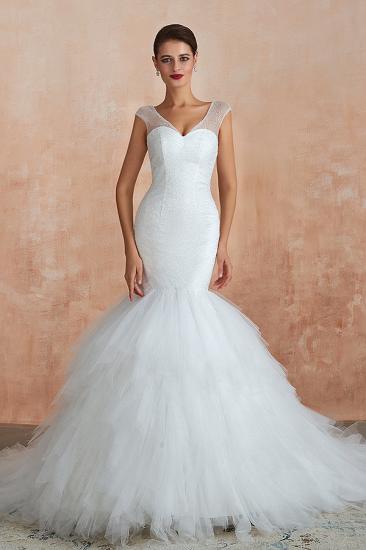 Sparkly Mermaid Sweetheart White Tulle Wedding Dress with Sequins