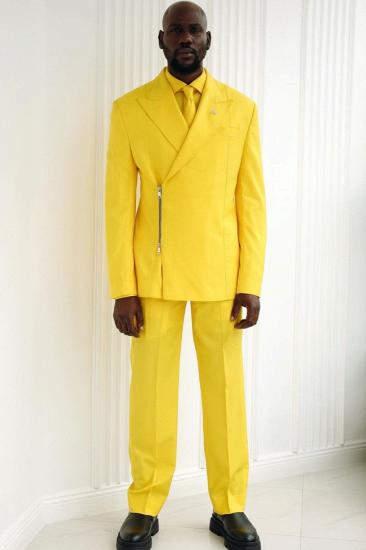 Abbott Daffodil Peaked Lapel Prom Suits With Zipper_1