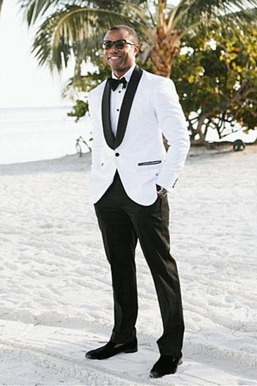 Two Piece White Shawl Lapel Wedding Mens Suit