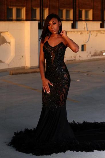 Black Sexy Mermaid Prom Dress Sweetheart Sequined Evening Dress_6