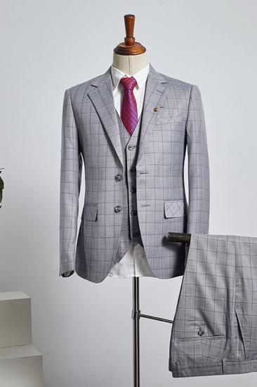 Buck Sleek Grey Plaid 3-Pack Slim Fit Suit_2
