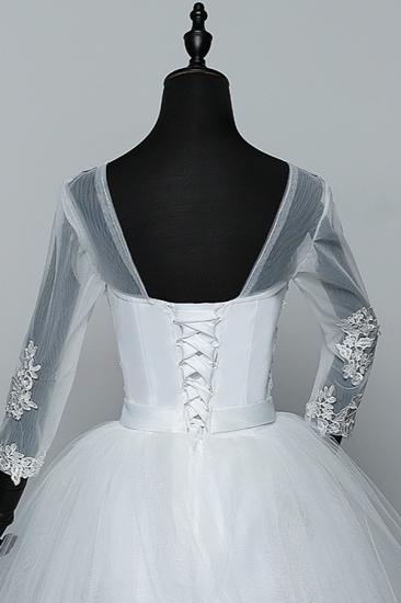 Bradyonlinewholesale Gorgeous Jewel Tulle Lace White Wedding Dresses 3/4 Sleeves Appliques Bridal Gowns On Sale_6