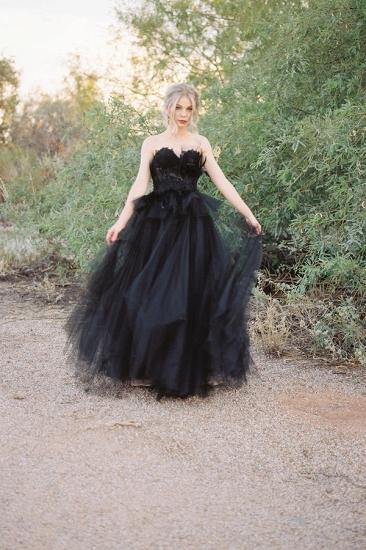 Sweetheart Sleeveless Black Wedding Dress Ball Gown_6