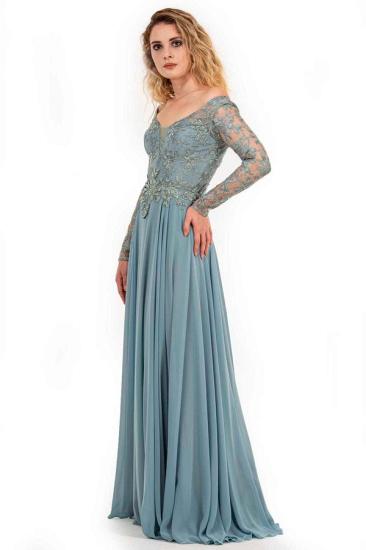 Charming Long Sleeves Chiffon Floral Lace Evening Maxi Dress_3