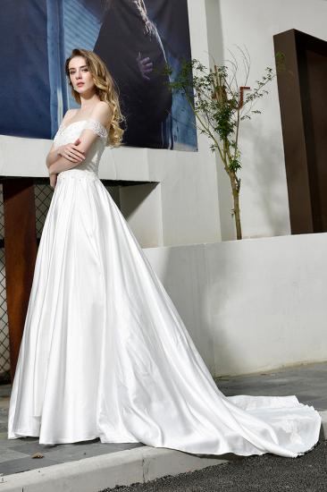 Beautiful Backless Off the Shoulder Sweetheart White Fall/Winter Wedding Dress_9