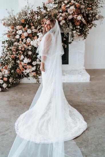 Elegant V-Neck Sleeveless Floral Lace Mermaid Wedding Dress_3