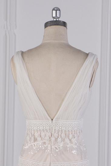 Bradyonlinewholesale Gorgeous V-Neck Tulle Beadings Wedding Dress Sheath Seuqined Bridal Gowns with Tassels On Sale_5