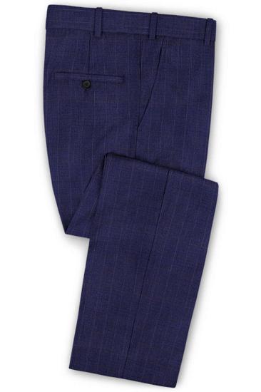 Navy Business Plaid Mens Suit | Groom Wears Classic Wedding Tuxedo_3