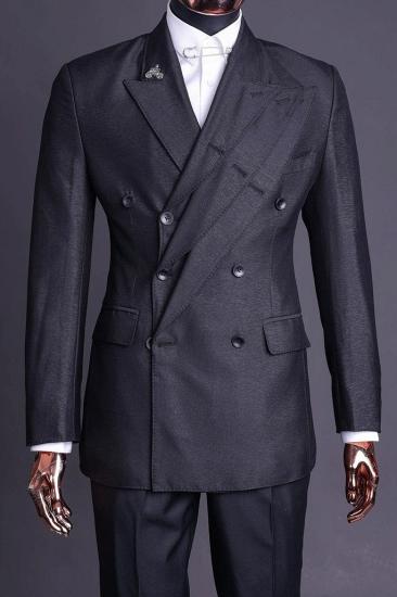 Murphy Stylish Three Layers Lapel Black Business Formal Suits_1