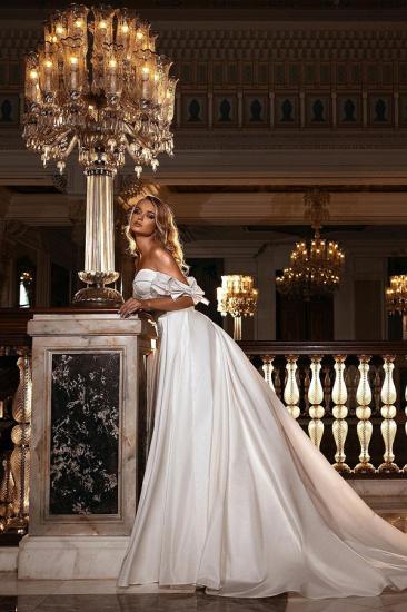 Stunning Off Shoulder White Floral Mermaid Slim Fit Wedding Dress Sweetheart Long Bridal Gown with Detachable Tail_2