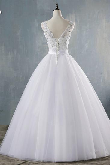 Bradyonlinewholesale Chic Starps V-Neck Beadings Tulle Wedding Dress Sleeveless Appliques Bridal Gowns with Rhinestones_2