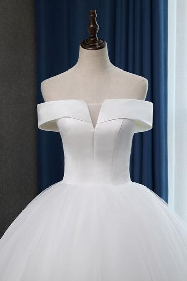 Bradyonlinewholesale Glamorous Off-the-shoulder A-line Tulle Wedding Dresses White Ruffles Bridal Gowns On Sale_5