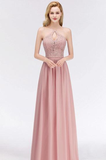 MADELEINE | A-line Keyhole Neckline Lace Top Long Spaghetti Bridesmaid Dresses