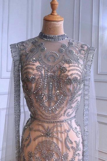 Luxury Sparkly Sequins Beads Long Mermaid Evening Gown Long Sleeve_3