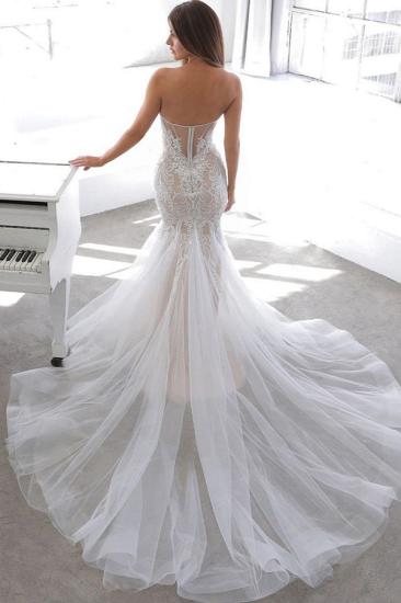 Simple Summer style White Sweetheart Mermaid Lace Wedding Dress Online_2
